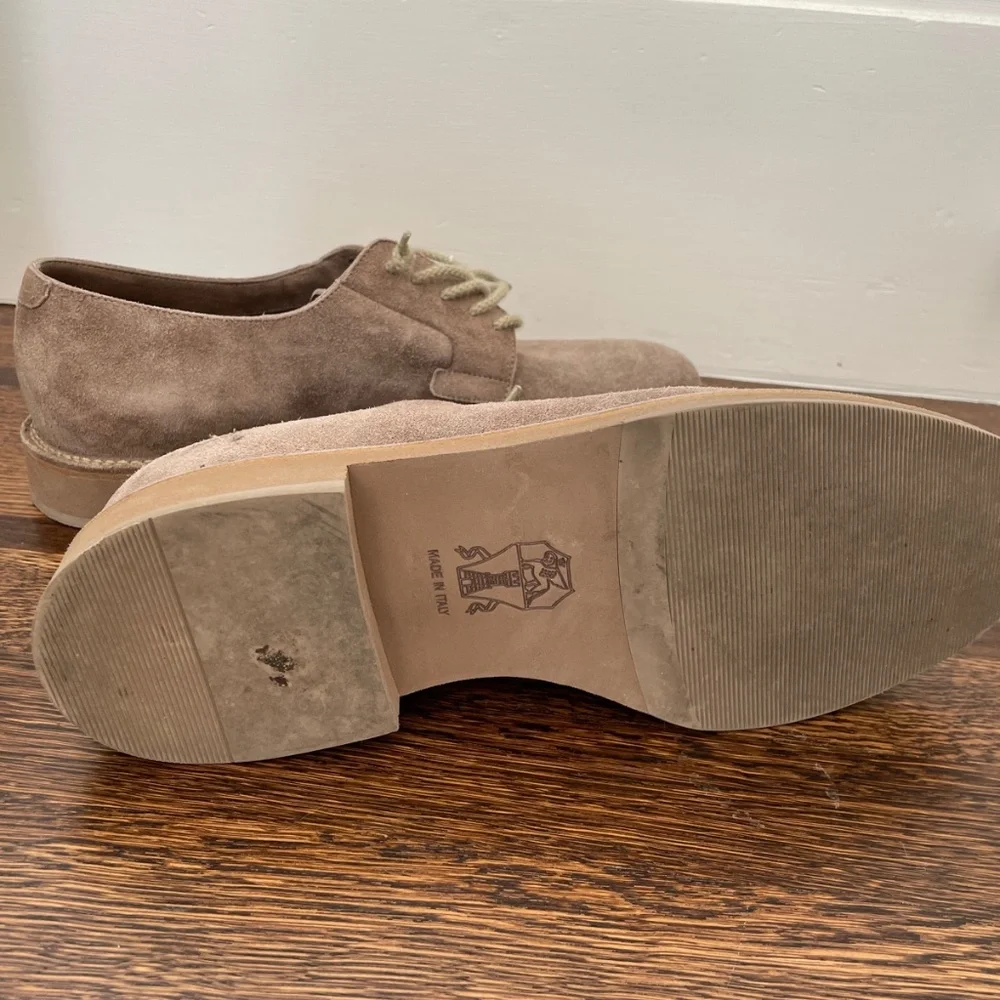 Brunello Cucinelli Taupe Suede Lace Up Oxford Shoes Mens Size 42 - Picture 4 of 5
